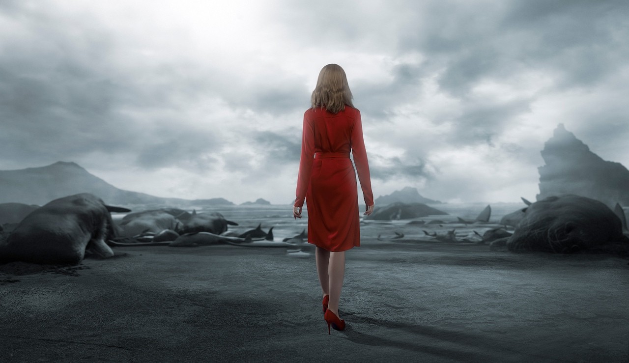 俄妹cos《死亡搁浅》亚美莉 红衣女子高贵冷艳