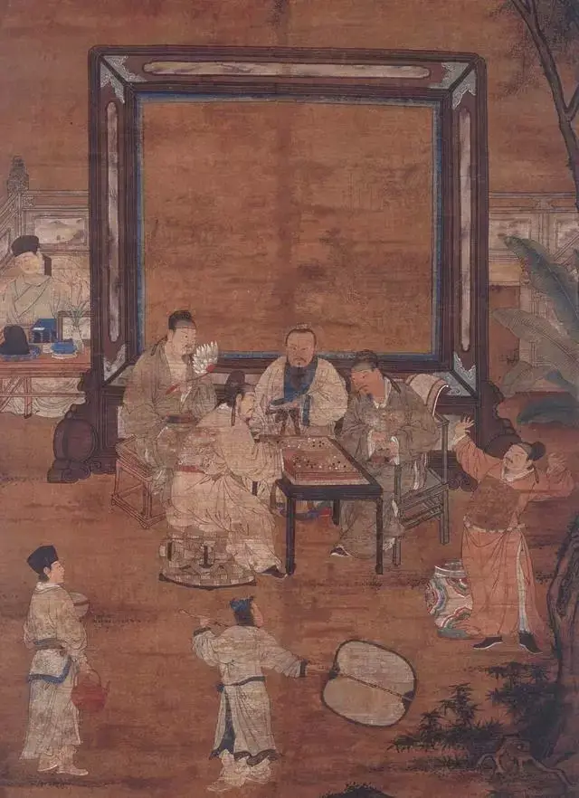 明 杜堇 十八学士图屏之棋