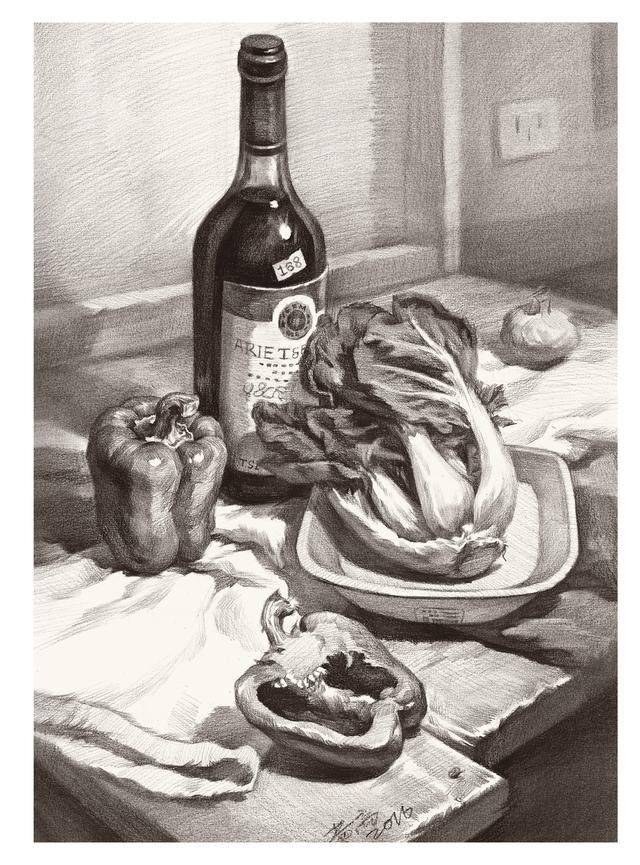 高清素描静物,素描静物写生作品赏析