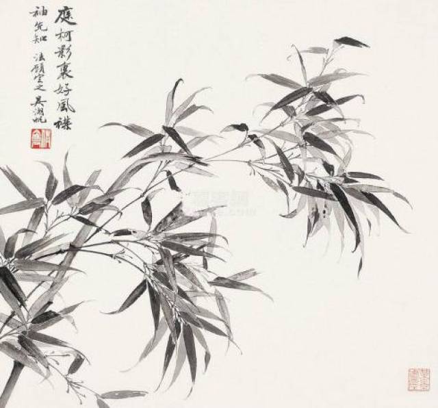 乔木修篁 立轴 1929年作