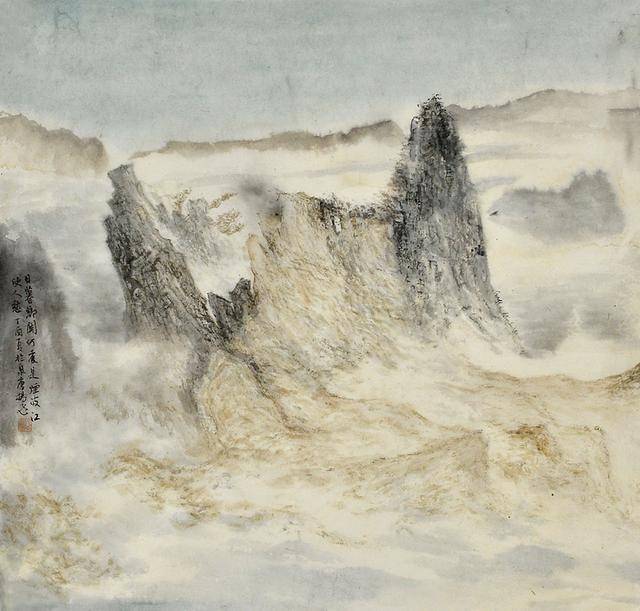 杨飞的国画山水作品气势磅礴,给人变幻莫测的美感