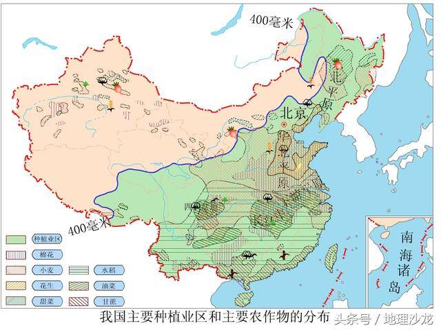 世界三大粮食作物的种植区域分布