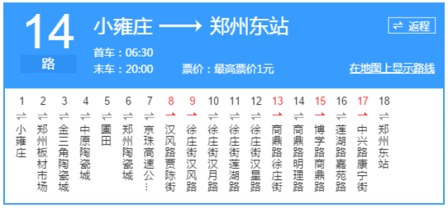 郑州14路公交车路线图图片