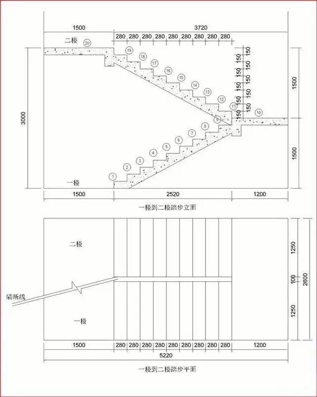 cad画楼梯平面图教程图片