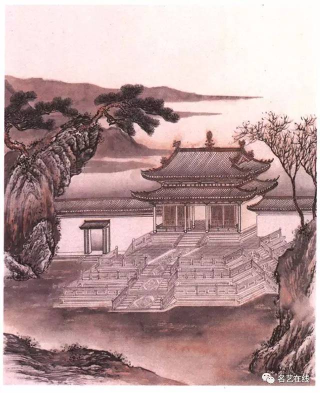 国画技法:楼阁山水工笔画法示范