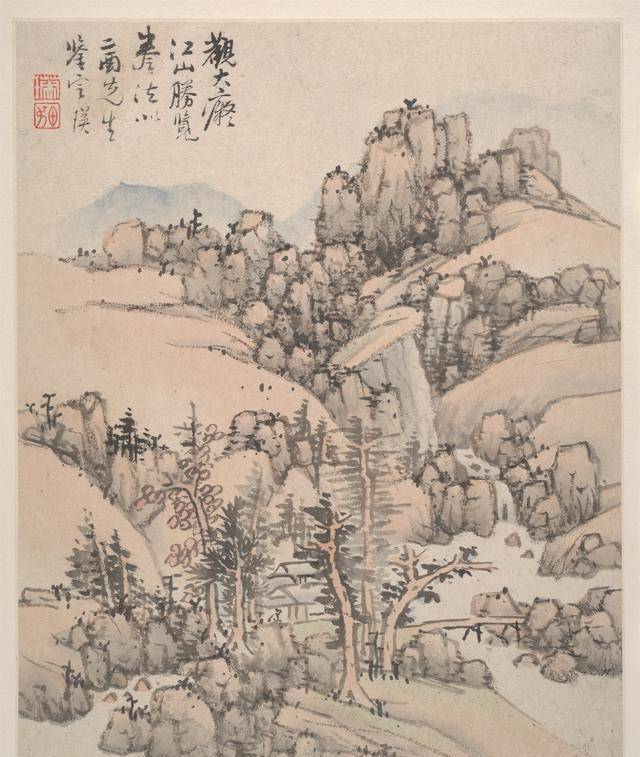 明代画家蓝瑛《仿宋元山水册》,美国纽约大都会博物馆收藏