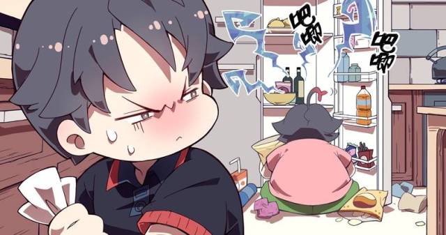 【漫画更新】死肥宅吃东西的样子超辣眼!