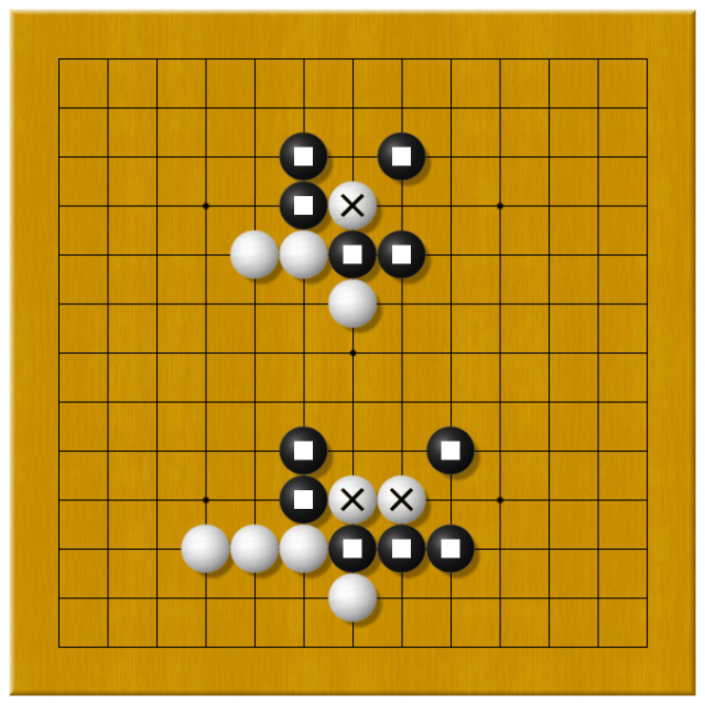 圆回呗围棋入门教室:七,关门吃与枷吃