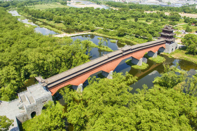 九龍廊橋位於蓮都區碧湖鎮紅圩村村口. 九龍溼地