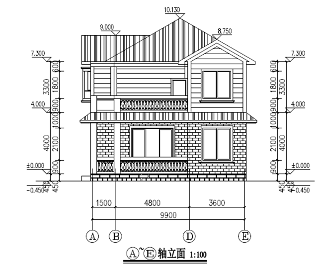 超热门:135平米新农村自建二层别墅cad设计图!