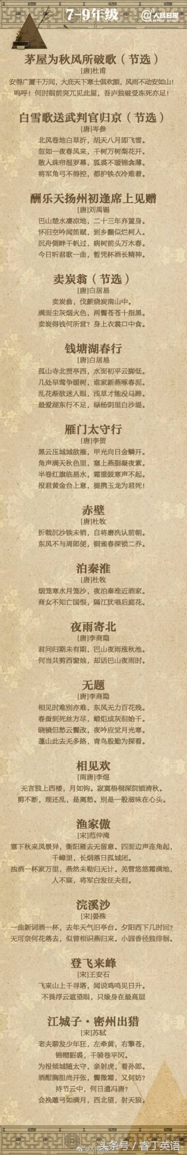 小学生接触古文,从背诗词开始,毕竟诗词有韵,到现在睿丁君回忆小学