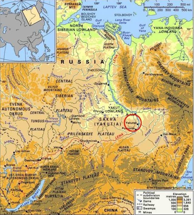 俄罗斯 雅库茨克地图图片