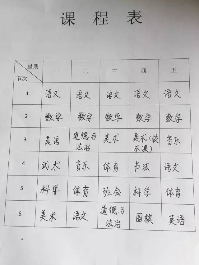 庄里小学一年级课表大比拼!看看有你家小孩学的课程吗?