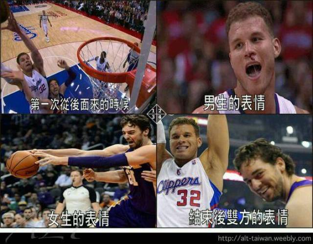 nba趣图:第一次男生和女生的表情有什么不同?