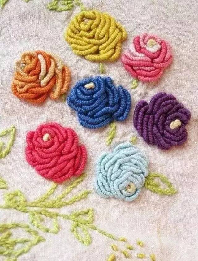 花朵的3種刺繡方法,適合新手學習