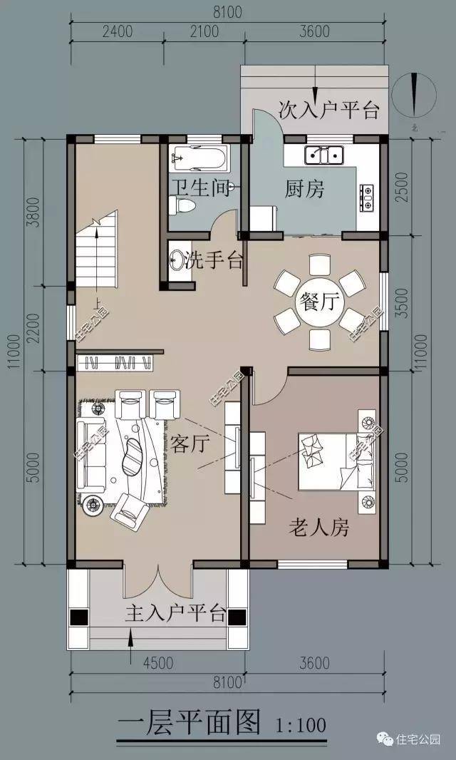 農村自建房,平屋頂設計最好,8x14米3層別墅戶型圖!