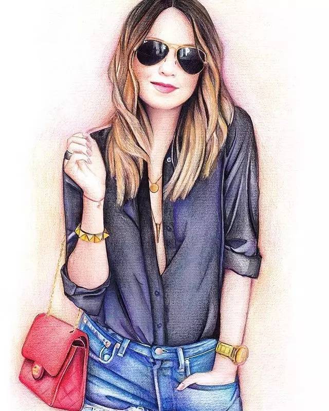 纯彩铅画出来的人物 彩铅的笔触感很细腻 颜色的微妙之间的渐变