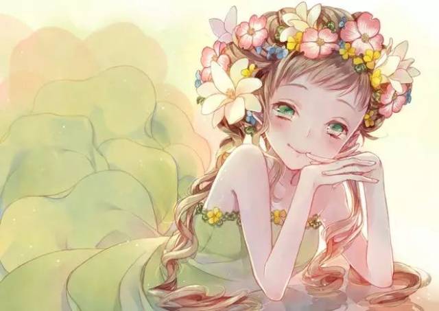 一组好看的女孩与花朵的唯美小清新插画图片,甜美可人,你会喜欢的.