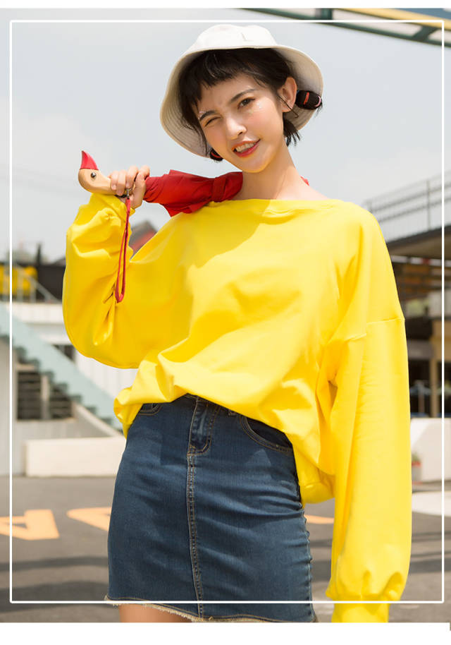 活力纯色卫衣 简约而不简单 青春范十足