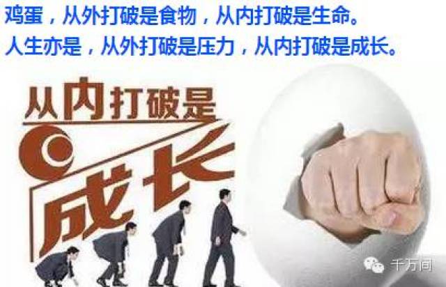 人生亦是, 从外打破是压力,从内打破是成长.