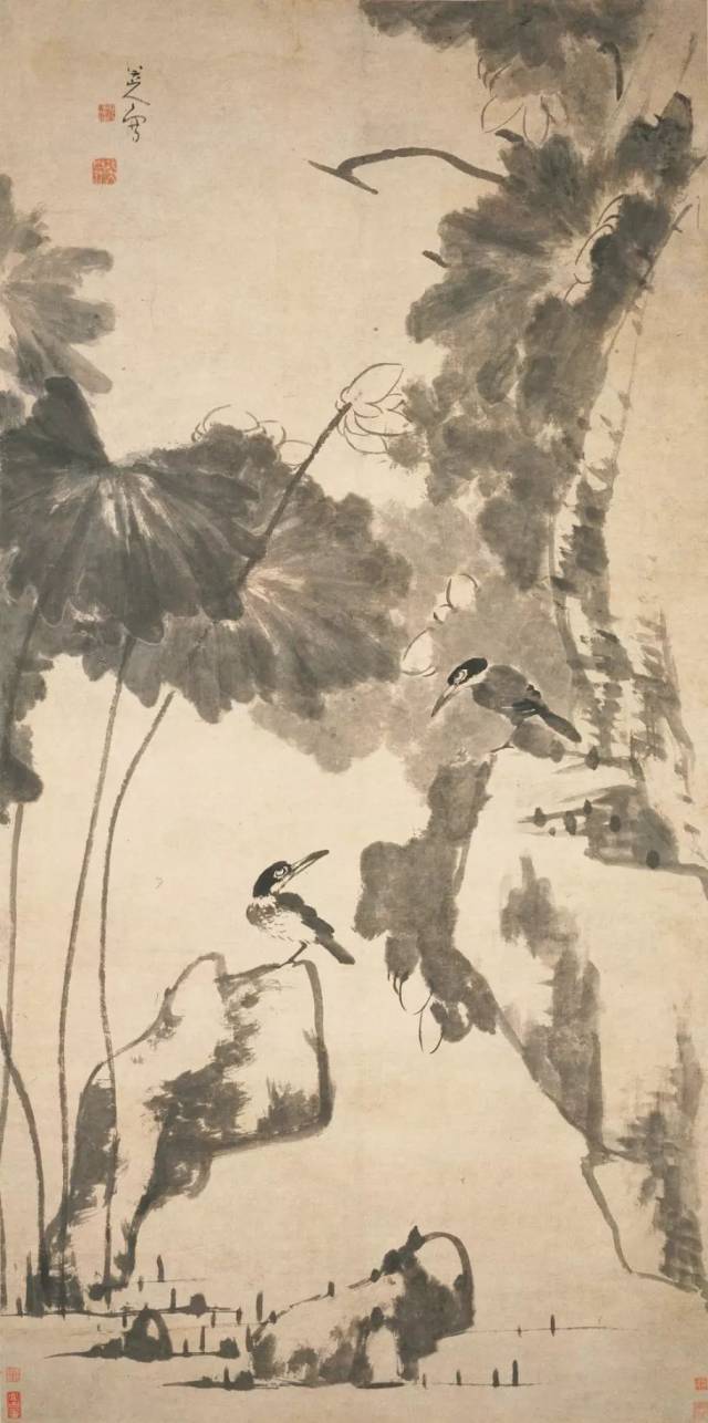 八大山人《 荷花翠鸟图轴》 赏析_搜狐网