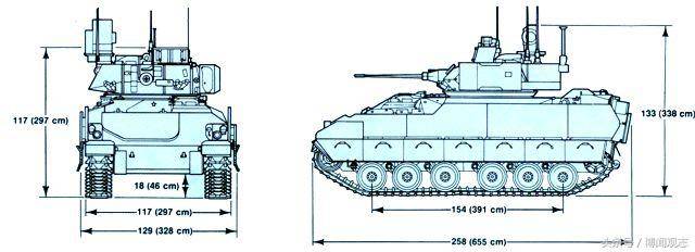 本来就高大的m2布雷德利步兵战车,到了a3的升级型,炮塔顶部右后方加装