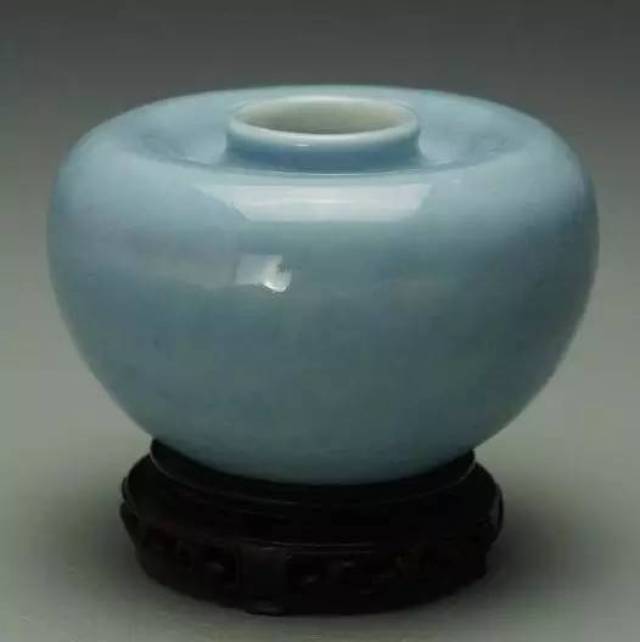 天青釉 天藍釉蘋果尊 大清康煕年製 款 中国美術 古玩 唐物 擺件 SN59