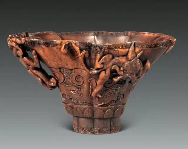 ▽鴻▽ 清朝時代 犀牛角彫 犀牛置物 時代物 中国古美術 骨董品