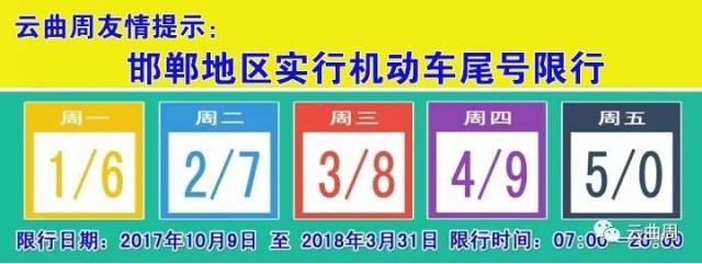 邯鄲地區新一輪限號明天開始!曲周車主注意!