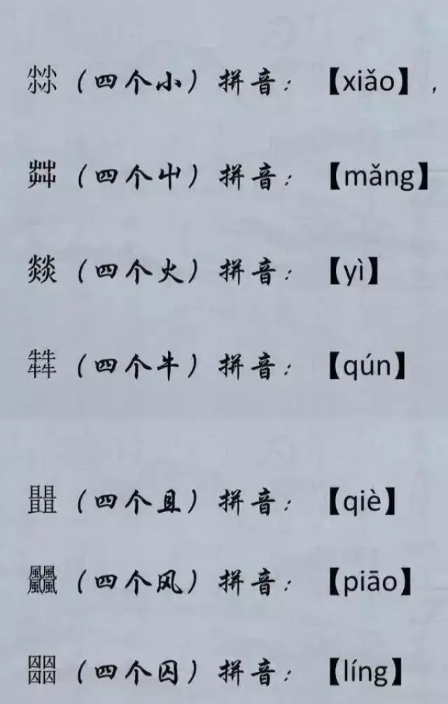 汉字中的三胞胎,四胞胎你认识几个?