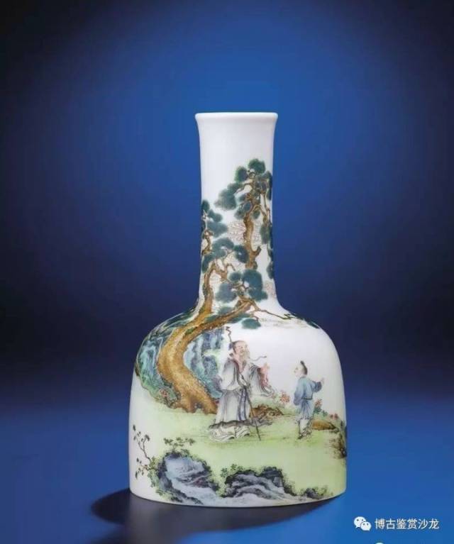 旧家蔵出『清 青花人物図搖鈴瓶 雍正年製款 染付 共