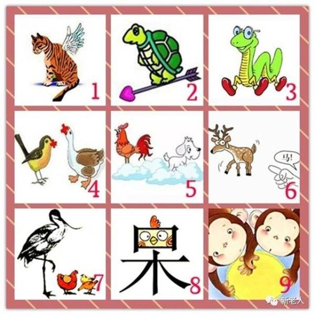 今天的看图猜成语特别有意思,都是动物,还是一张图猜9个成语,3分钟内