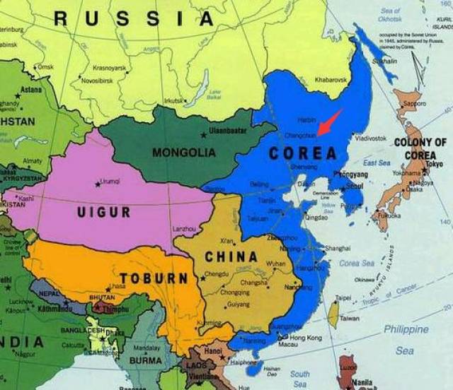 大韩帝国疆域图在这本书里将古代朝鲜描述成一个领土涵盖中国,俄罗斯