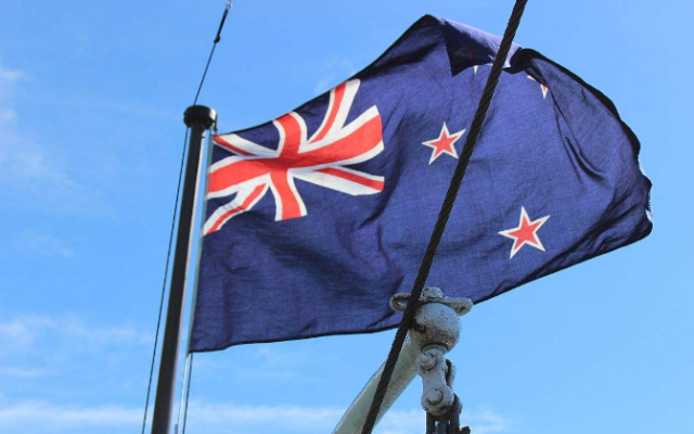 the national anthem, along with a drawing of the kiwi flag