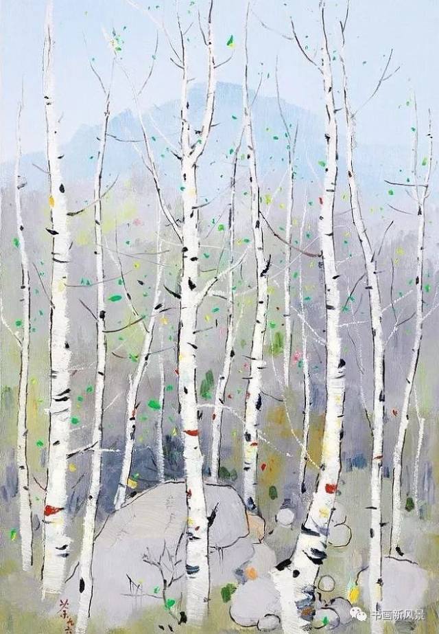 吴冠中笔下的白桦林,绝美!