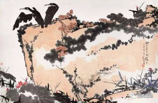 近代画家潘天寿的国画花鸟作品，大师级别的国画作品_搜狐网