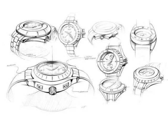 手表三视图手绘图片