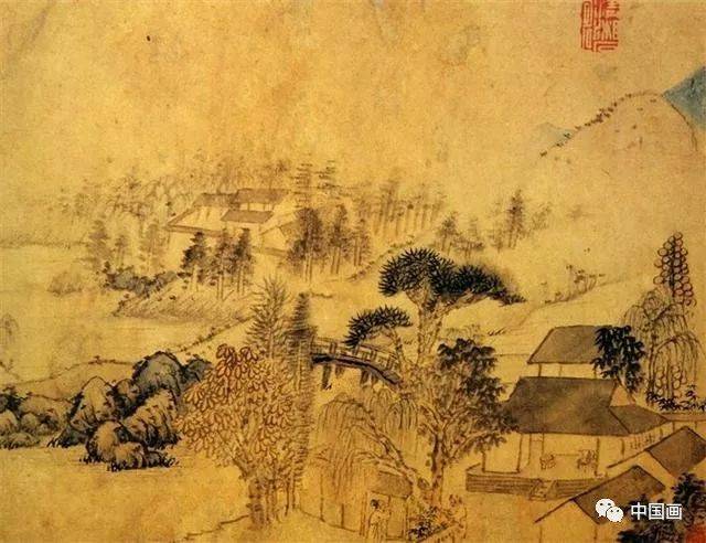 趙孟頫風 山水画』大型中堂 掛軸 宣紙 表装済 盒入 中国古美術 書画 唐