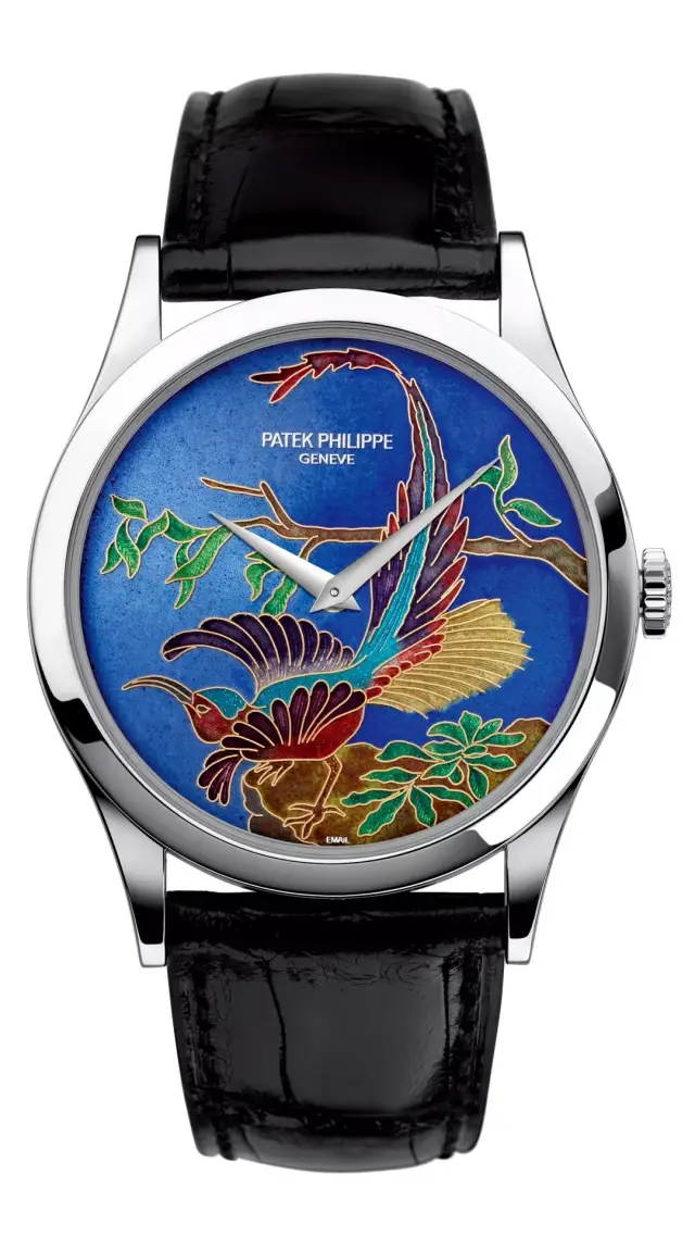 百达翡丽动物手表5077g拍卖收藏品掐丝珐琅日内瓦湖白天鹅腕表