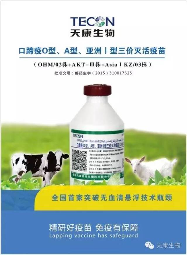 【文捷集团】天康疫苗系列之牛羊三价口蹄疫灭活疫苗