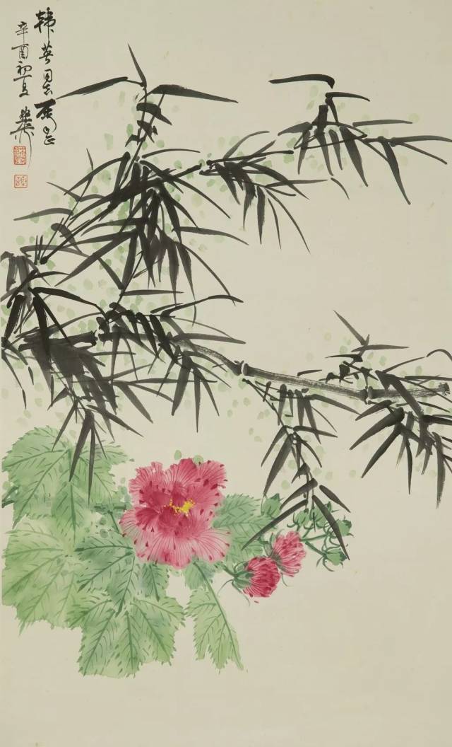 谢稚柳 芙蓉双清 68*42 立轴 款识:韩英同志属正,辛酉初夏,稚柳