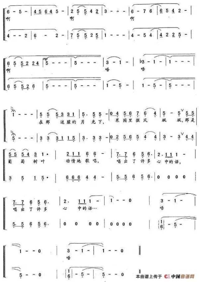 合唱《葡萄园夜曲》(作词:吴国平 作曲:陆在易)