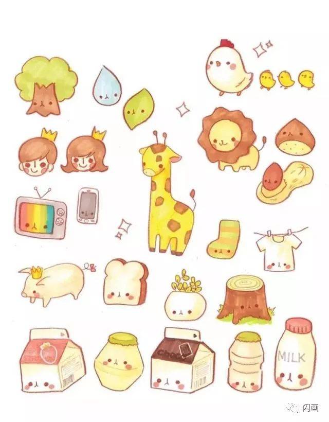 200例萌萌哒手绘动物简笔画,手账素材必备!