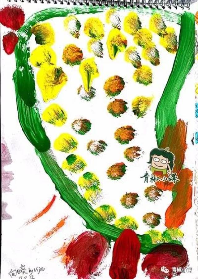 后来她慢慢开始画"蝌蚪人"(儿童绘画符号阶段的象