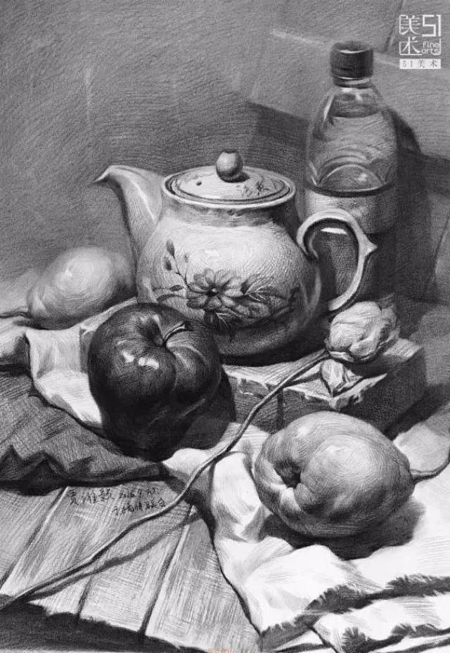 【素描】水果,陶罐,玻璃瓶瓶等素描静物画法集合,猜你最缺!