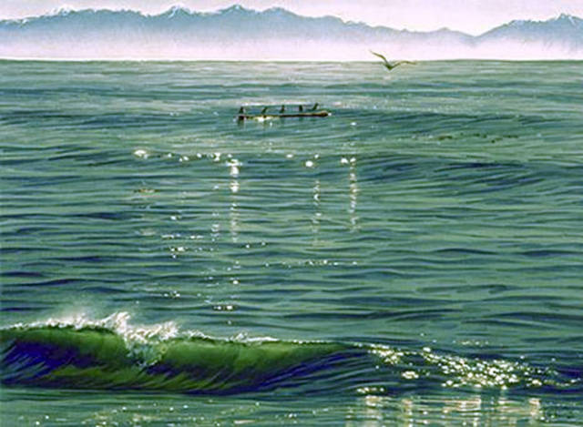 这水真让他用水彩画活了,粼粼的波光清澈见底