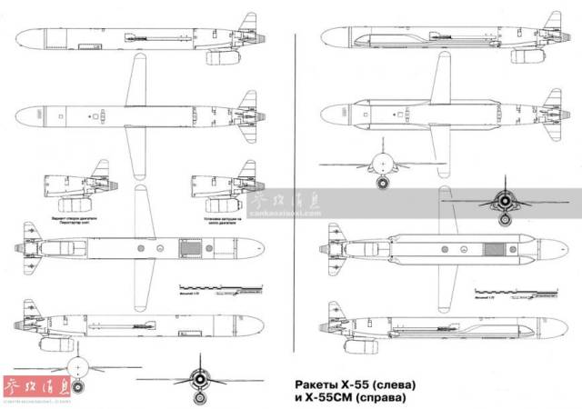 图为kh-55sm 巡航导弹多视图.