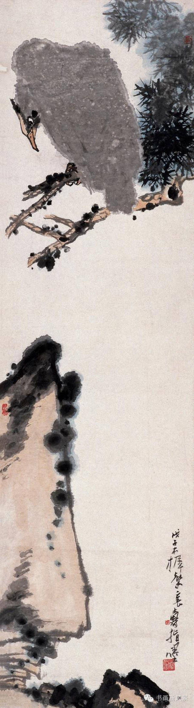 潘天寿 鷹図 長巻 掛軸 花鳥画 水墨鷹図 宣紙 手描き 中国美術 书画| 潘天寿笔下的鹰鹫图，泼墨淋漓！英气袭人！_搜狐网