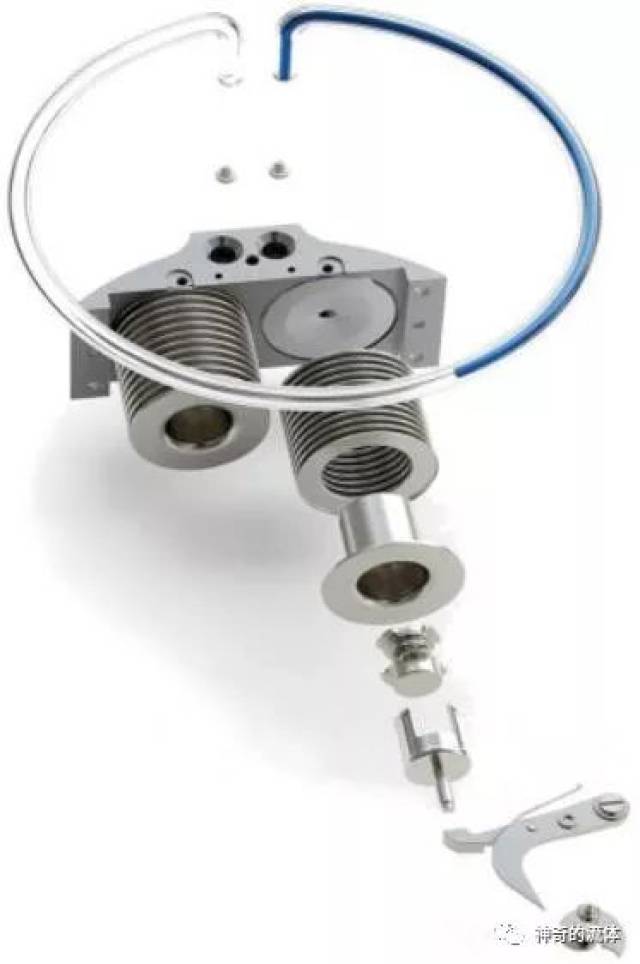 另外 ,机械机芯的凸轮通过推动推杆来驱动液体流动.