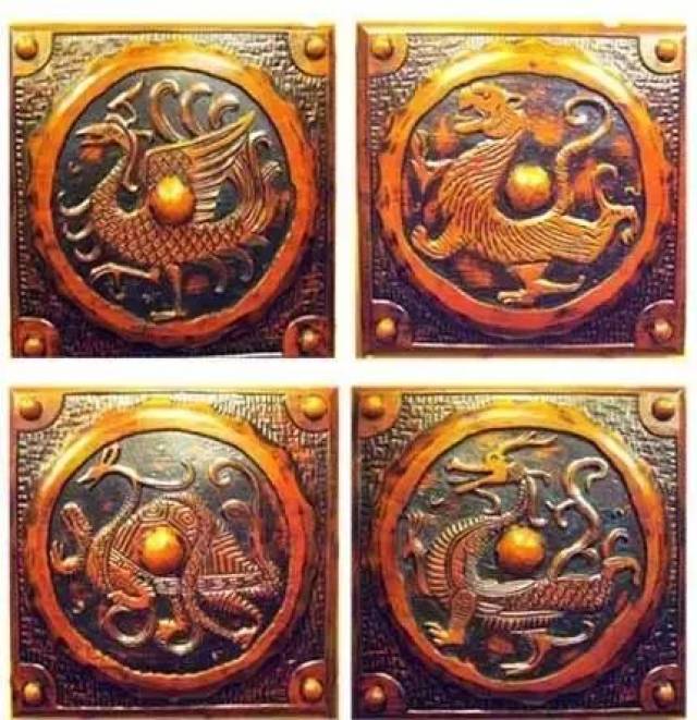 中国　黄河　古陶　壺　青龍　白虎　朱雀　玄武　四神 中国 黄河 古陶 壺 青龍 白虎 朱雀 玄武 四神